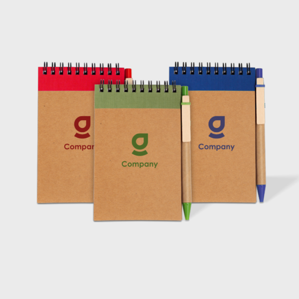 Carnet de notes A6 en carton avec stylo à bille
